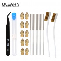 Olearn Cleaning Nozzles kit with MK8 Nozzles Cleaning Needles Copper Wire Toothbrush Brush 